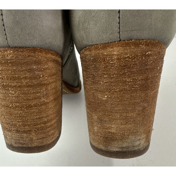 Frye Addie Double Zip Leather Ankle Heeled Boots Gray Distressed Bootie Size 9 B - Picture 13 of 16